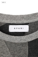 AVANI Recrafted Cashmere Patchwork Crew Knit Gray – Size 3