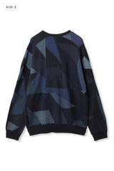 AVANI Recrafted Cashmere Patchwork Crew Knit Navy – Size 2