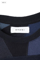 AVANI Recrafted Cashmere Patchwork Crew Knit Navy – Size 3