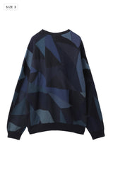 AVANI Recrafted Cashmere Patchwork Crew Knit Navy – Size 3