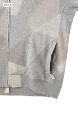 AVANI Recrafted Cashmere Patchwork Full-Zip Jersey Gray – Size 3
