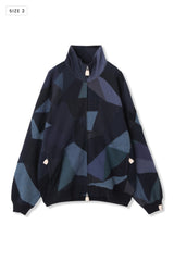 AVANI Recrafted Cashmere Patchwork Full-Zip Jersey Navy – Size 2