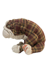 yuya inagawa handmade BULL DOG doll object ハンドメイド ブルドック チェック柄-pre