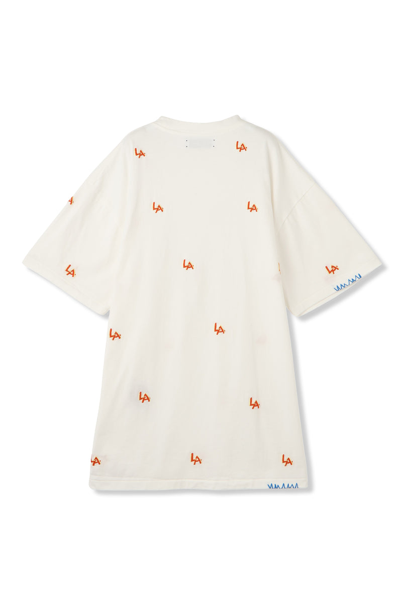 LA HAND EMBROIDERED T SHIRT WHITE