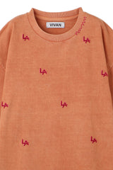 LA HAND EMBROIDERED T SHIRT ORANGE