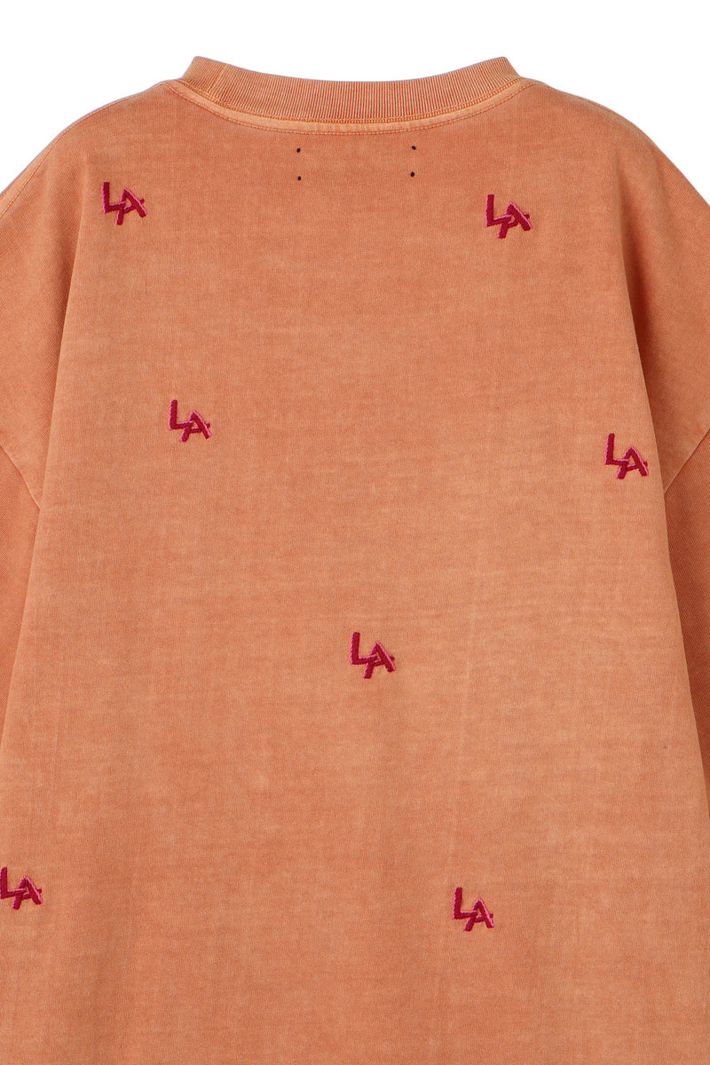 LA HAND EMBROIDERED T SHIRT ORANGE