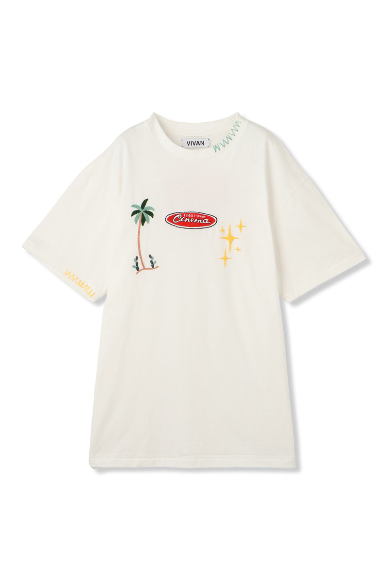 HAND EMBROIDERED T SHIRT B WHITE