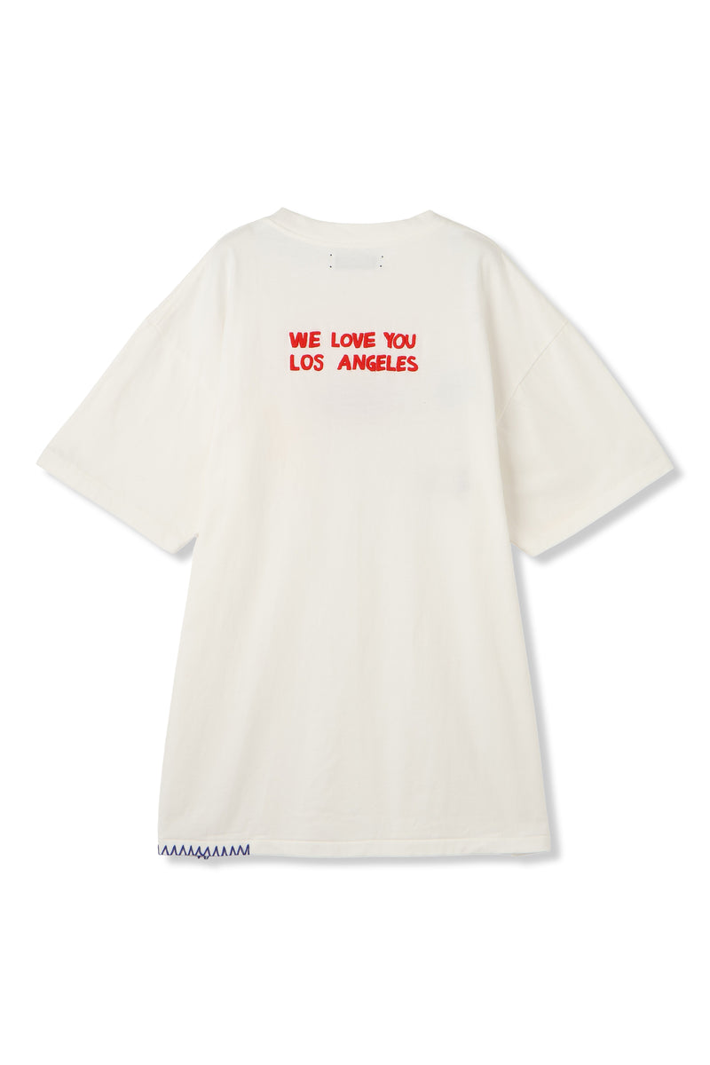 HAND EMBROIDERED T SHIRT B WHITE