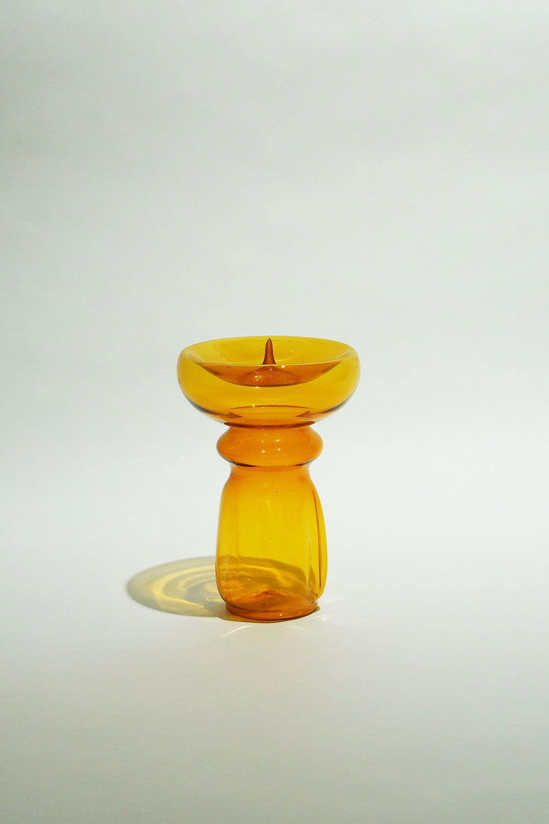 LIGHT GLASS-42  NR-KR-214　Lauscha(ラウシャ）吹きガラス　イエローのキャンドルスタンド