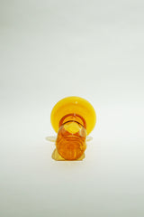 LIGHT GLASS-42  NR-KR-214　Lauscha(ラウシャ）吹きガラス　イエローのキャンドルスタンド
