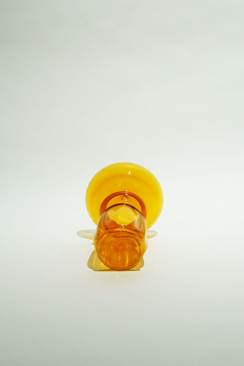 LIGHT GLASS-42  NR-KR-214　Lauscha(ラウシャ）吹きガラス　イエローのキャンドルスタンド