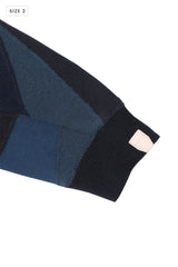 AVANI Recrafted Cashmere Patchwork Crew Knit Navy – Size 2