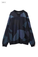 AVANI Recrafted Cashmere Patchwork Crew Knit Navy – Size 3