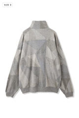 AVANI Recrafted Cashmere Patchwork Full-Zip Jersey Gray – Size 3