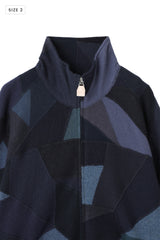 AVANI Recrafted Cashmere Patchwork Full-Zip Jersey Navy – Size 2