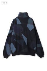 AVANI Recrafted Cashmere Patchwork Full-Zip Jersey Navy – Size 2