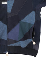 AVANI Recrafted Cashmere Patchwork Full-Zip Jersey Navy – Size 2