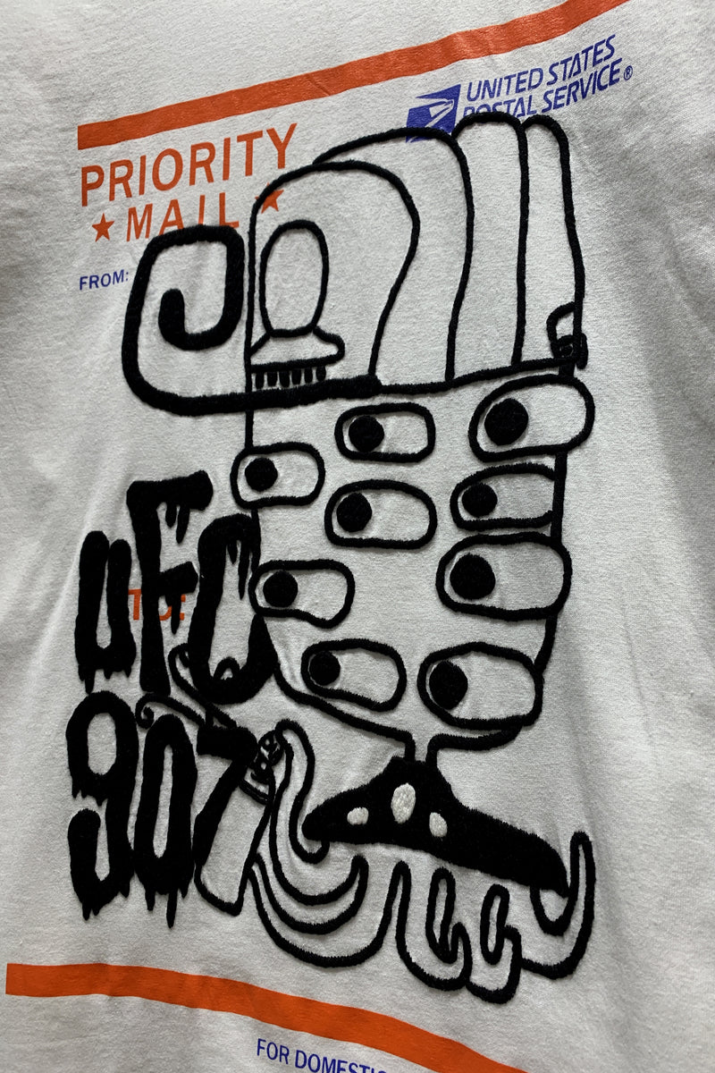 UFO907 HAND EMBROIDERY T-SHIRT MANY EYE CAP S-S WHITE